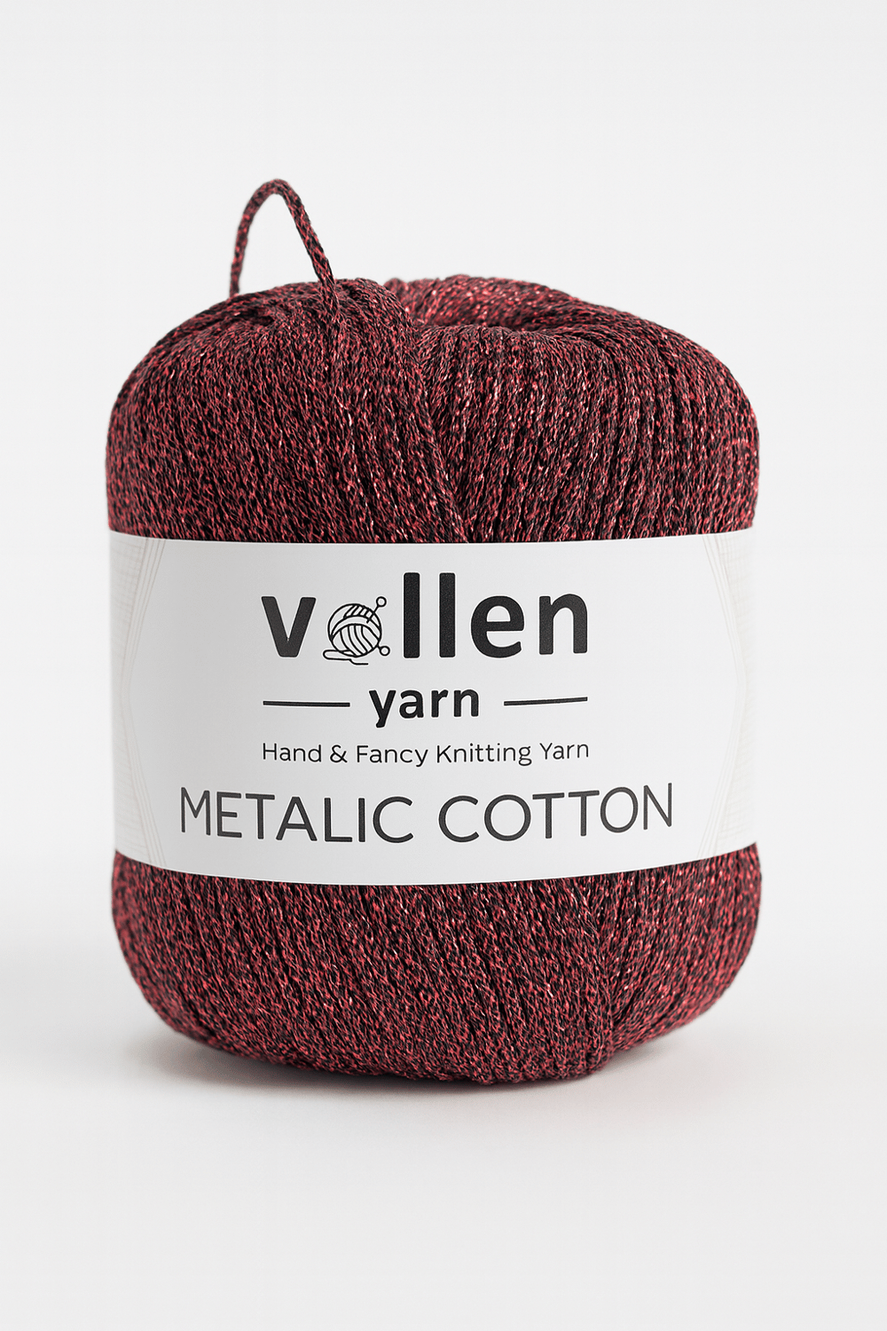 Premium Metalik Koton Simli  El Örgü İpi – Simli İp, 50 g 100 m, – Abiye Çanta ipi, Supla ipi,Kırmızı
