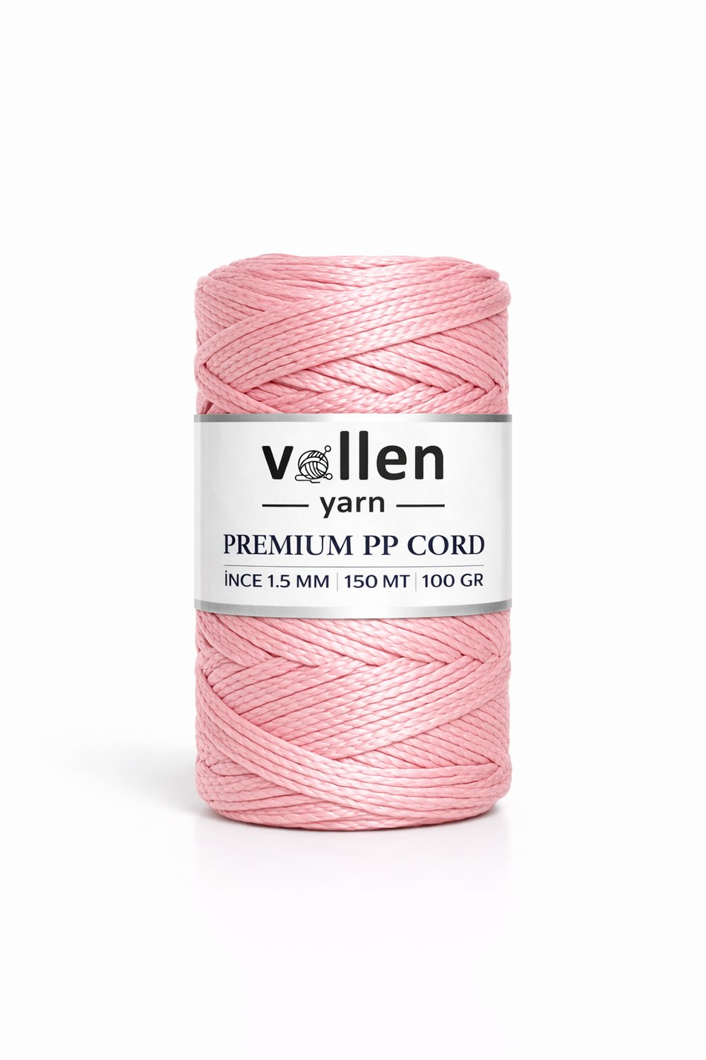 Vollen Yarn 1.5mm Polyester Makrome İpi 100gr 150 mt,Pembe