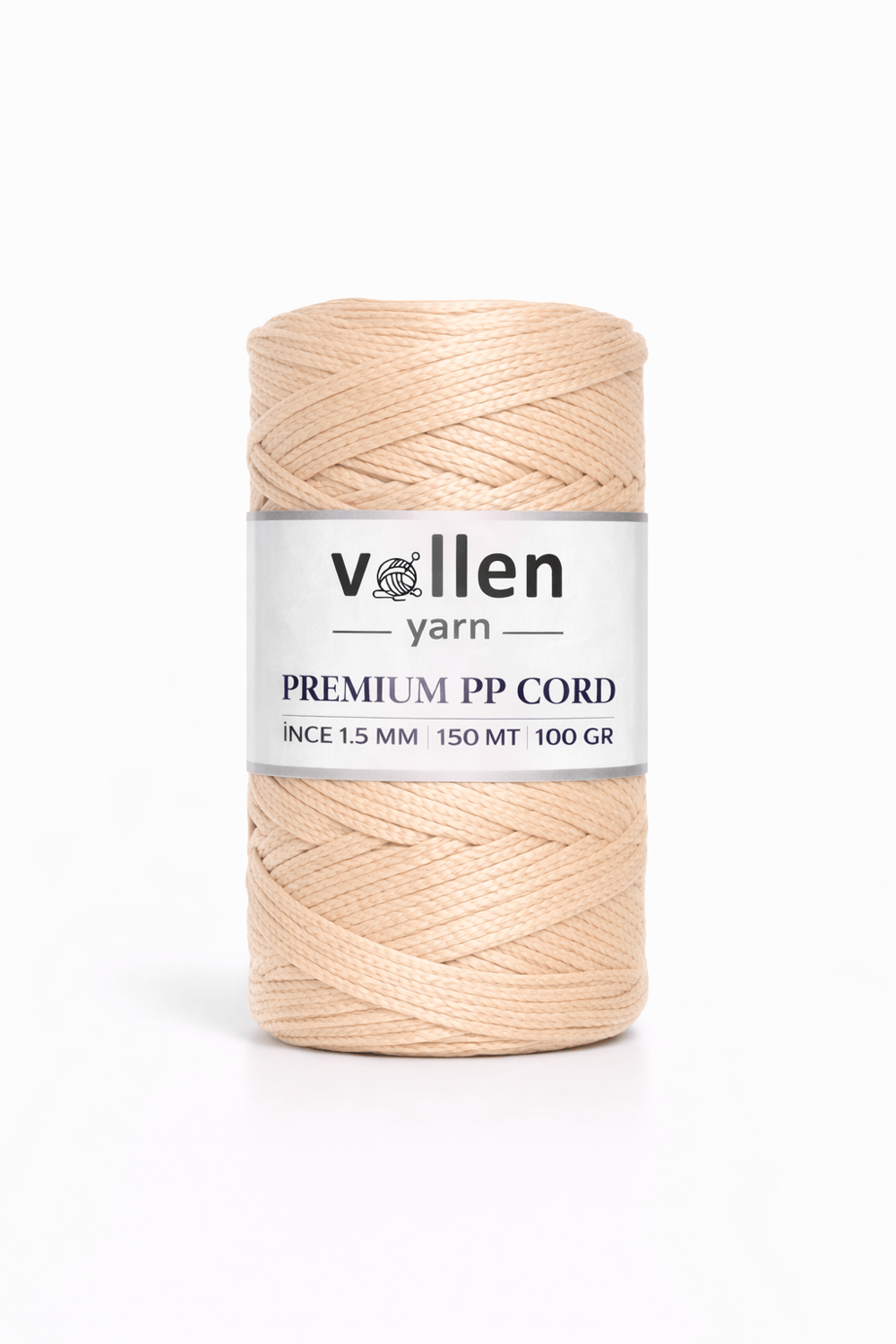 Vollen Yarn 1.5mm Polyester Makrome İpi 100gr 150 mt,Sütlü Kahve
