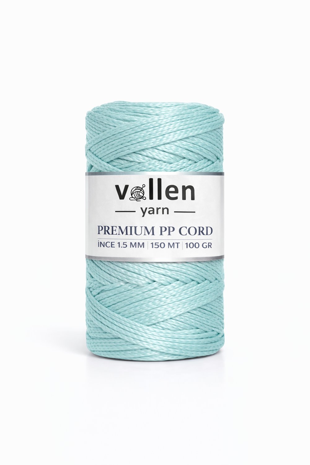 Vollen Yarn 1.5mm Polyester Makrome İpi 100gr 150 mt,Su Yeşili