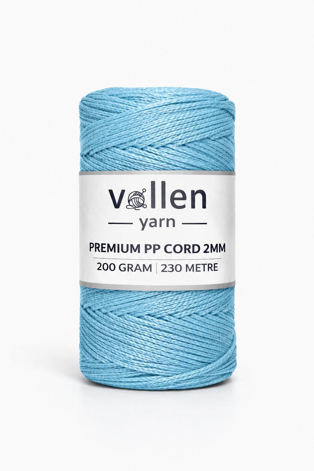 Vollen Yarn 2mm Polyester Makrome İpi 200 Gr 230 Mt,Bebe Mavi