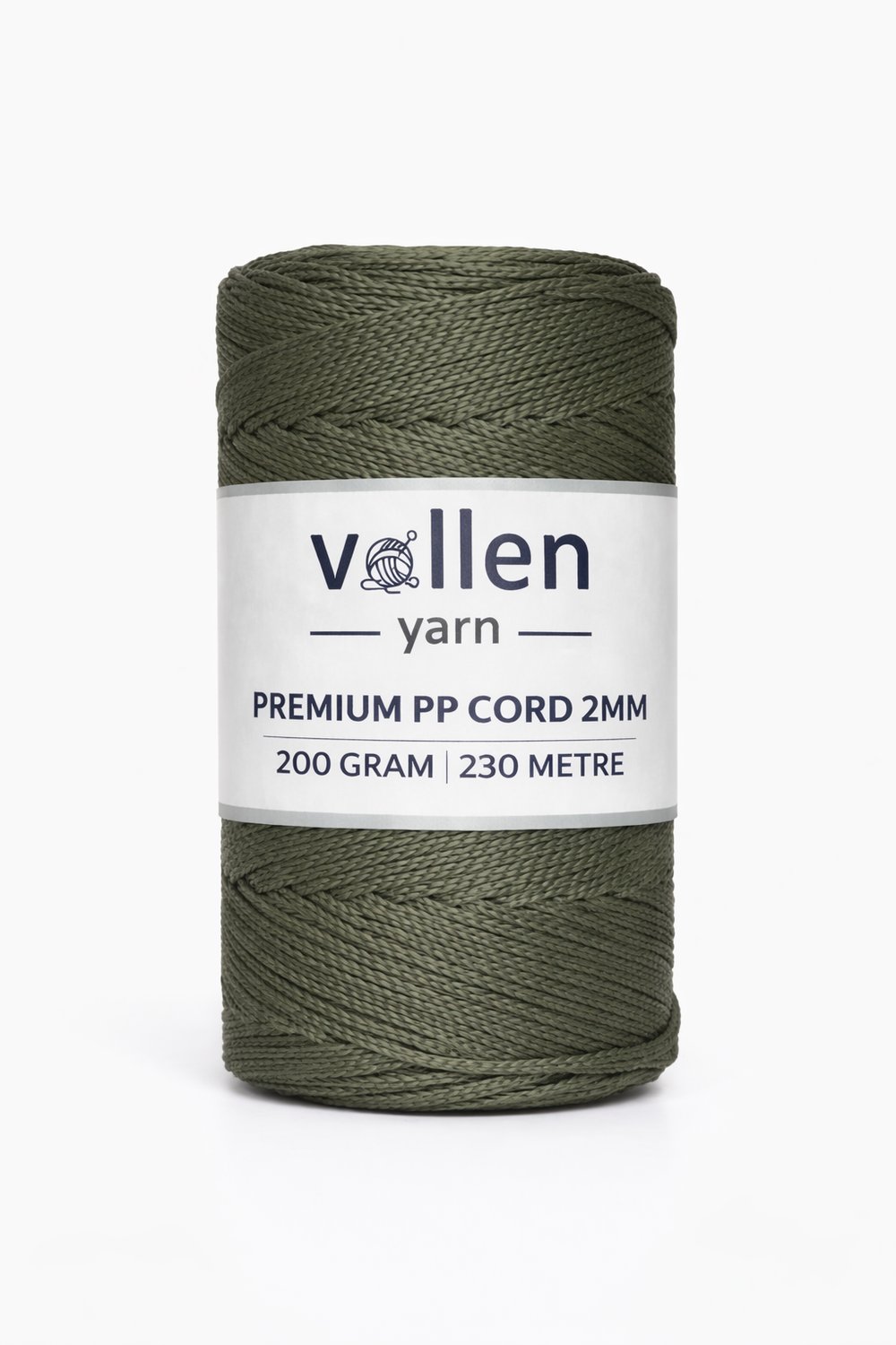 Vollen Yarn 2mm Polyester Makrome İpi 200 Gr 230 Mt,Haki