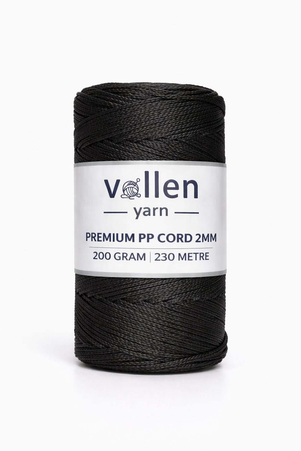 Vollen Yarn 2mm Polyester Makrome İpi 200 Gr 230 Mt,Siyah