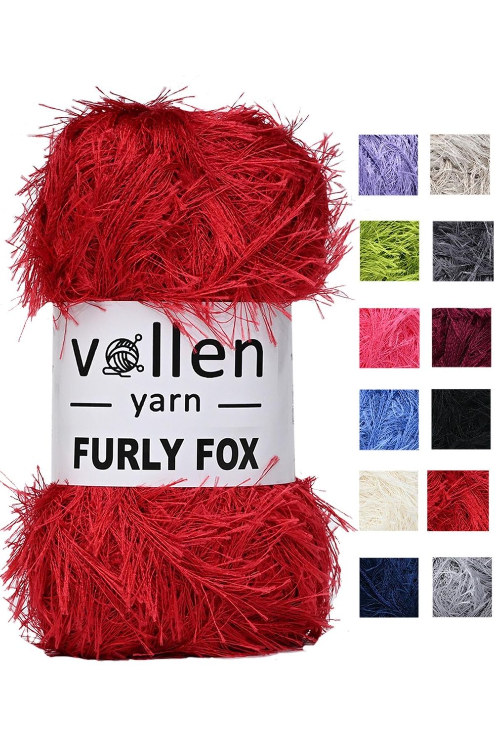 Vollen Yarn Furly Fox El Örgü İpi Hırka Kazak İpliği,Tuylu ip,Pelus İp,Sakalli ip,Battaniye ipi,Paspas ipi, Kırmızı