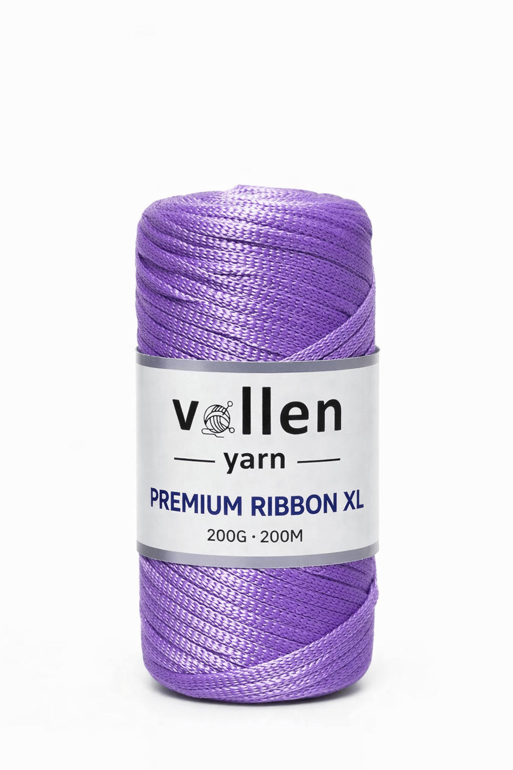 Vollen Yarn Premium 4mm Polyester Ribbon İpi 200Gr/100Mt, Lila