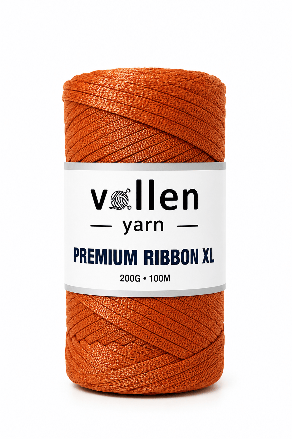 Vollen Yarn Premium 4mm Polyester Ribbon İpi 200Gr/100Mt, Kiremit