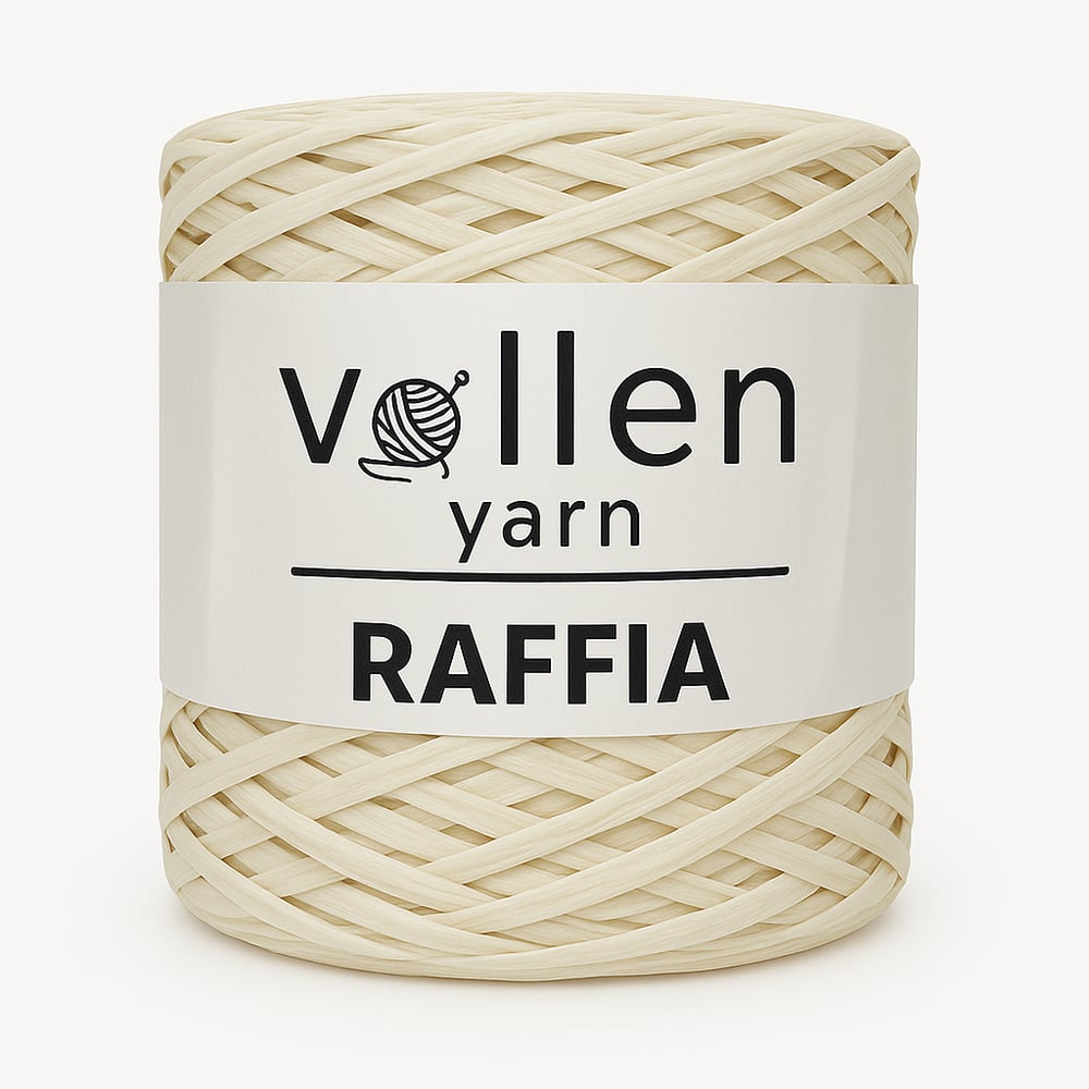 Vollen Yarn Premium Doğal Rafya İpi 200 Gram, Krem