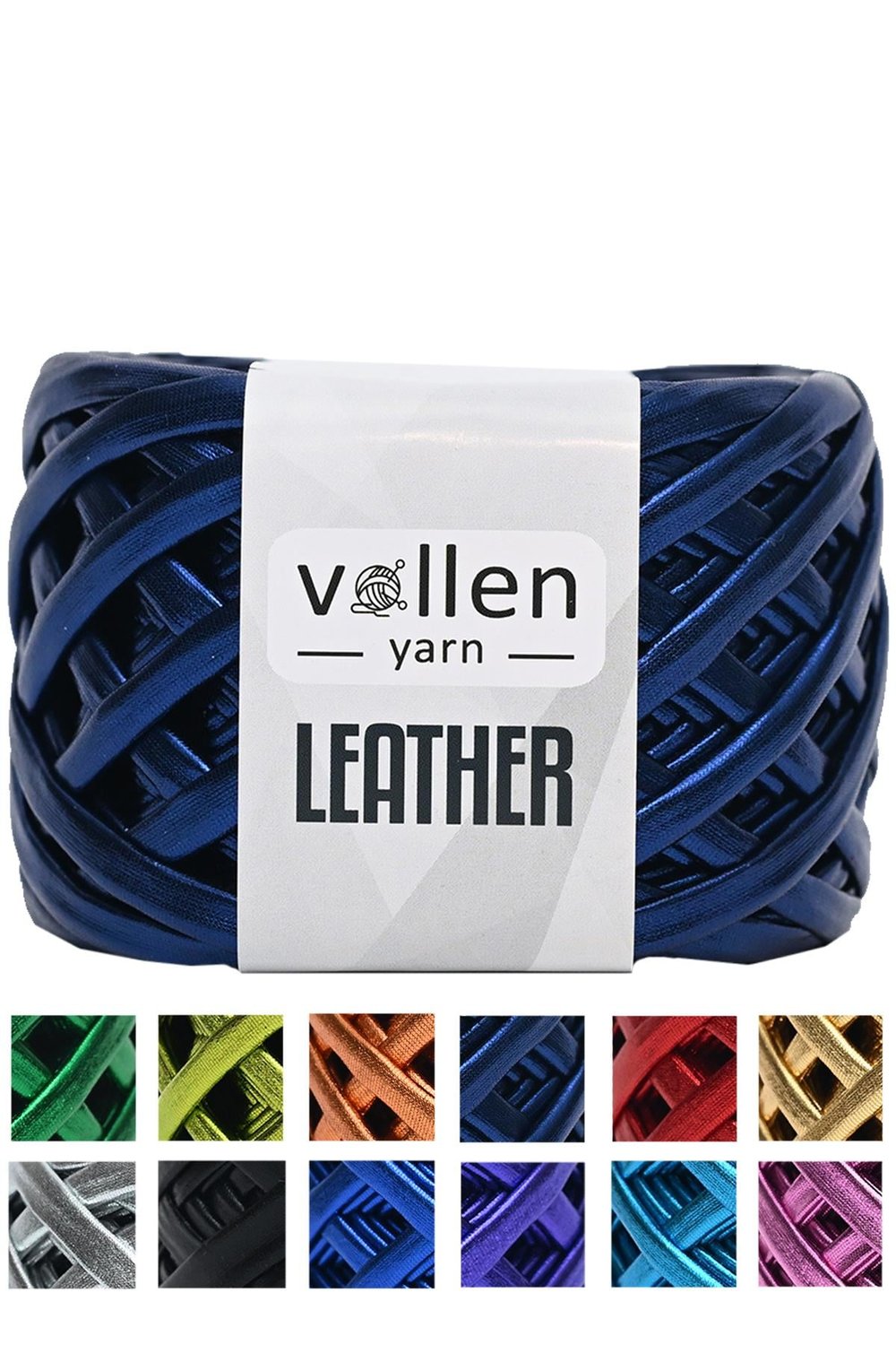 Vollen Yarn Premium Metalik Deri Rafya İp 120Gr/60Mt,LACİVERT