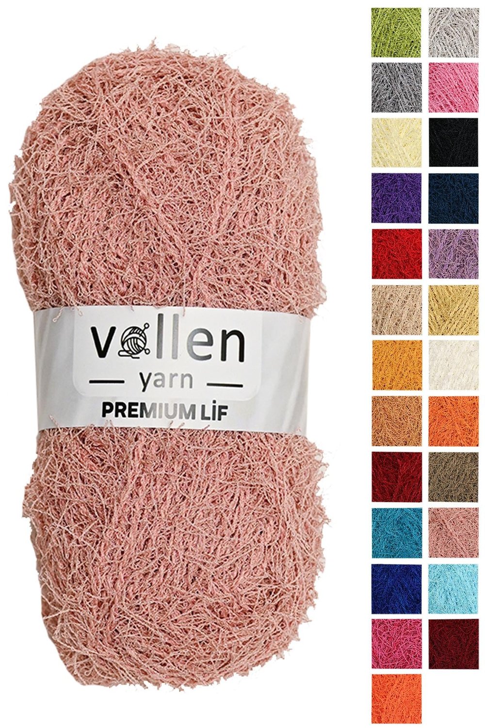 Vollen Yarn Premium Sert Banyo Lif İpi, Saçaklı İp,El Örgü İpi,Sert Lif İpi,Gül