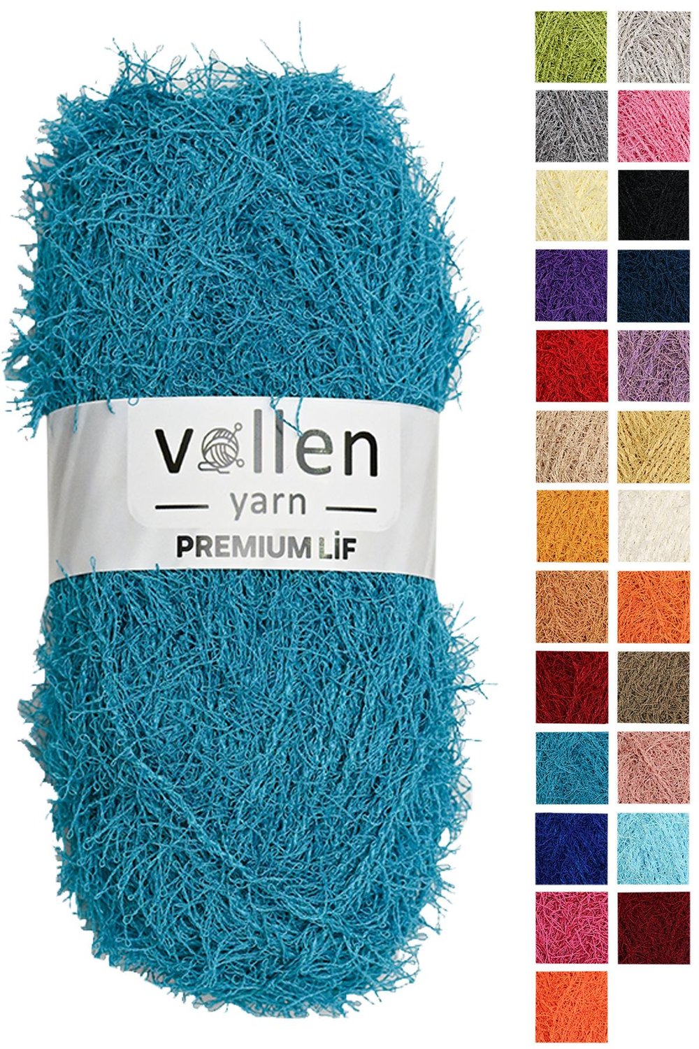 Vollen Yarn Premium Sert Banyo Lif İpi, Saçaklı İp,El Örgü İpi,Sert Lif İpi,TURKUAZ