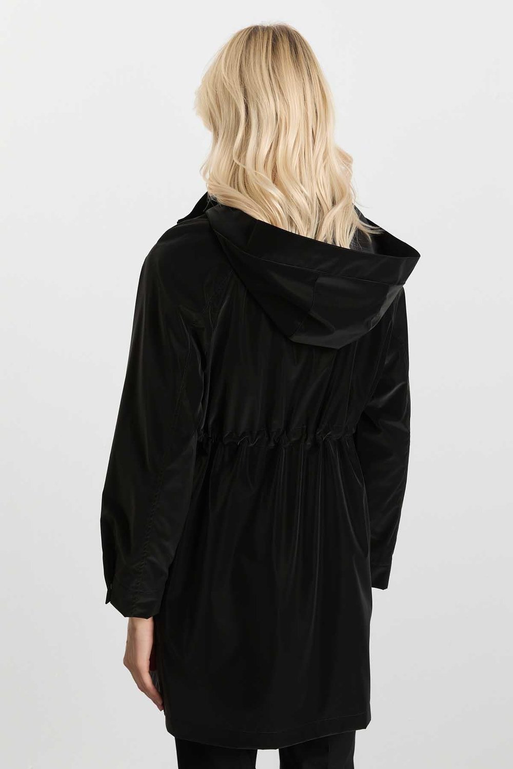 Beli Büzgülü Kolu Plili Trençkot  /  SİYAH