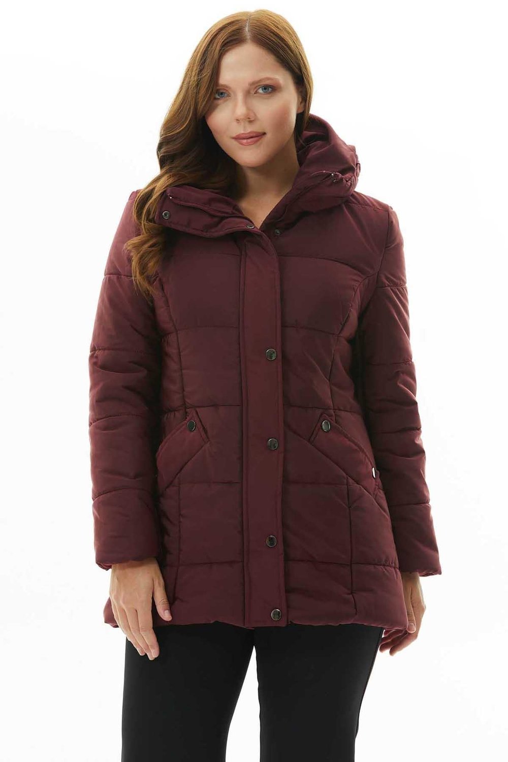 Büyük Beden Dik Yaka Geniş Fleto Cep Anorak  /  BORDO