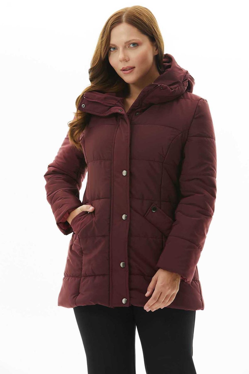 Büyük Beden Dik Yaka Geniş Fleto Cep Anorak  /  BORDO