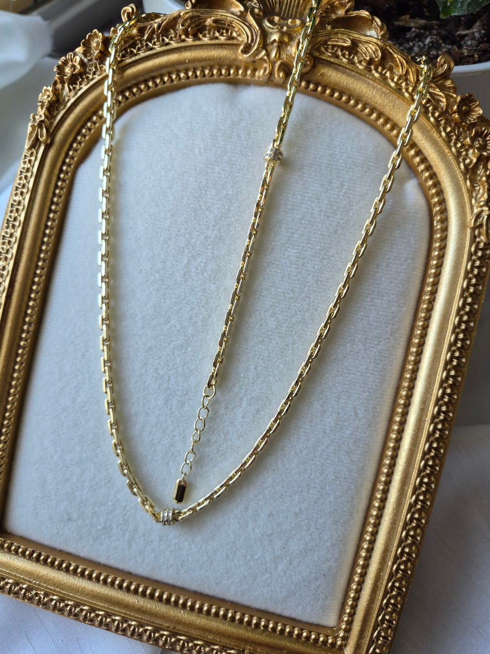 14k mini taşlı zincir set
