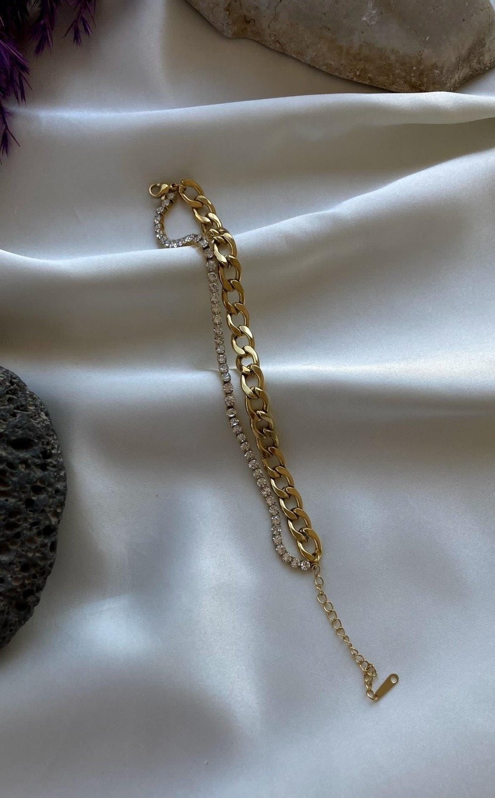 İkili Klasik zincirli Su yolu bileklik Gold