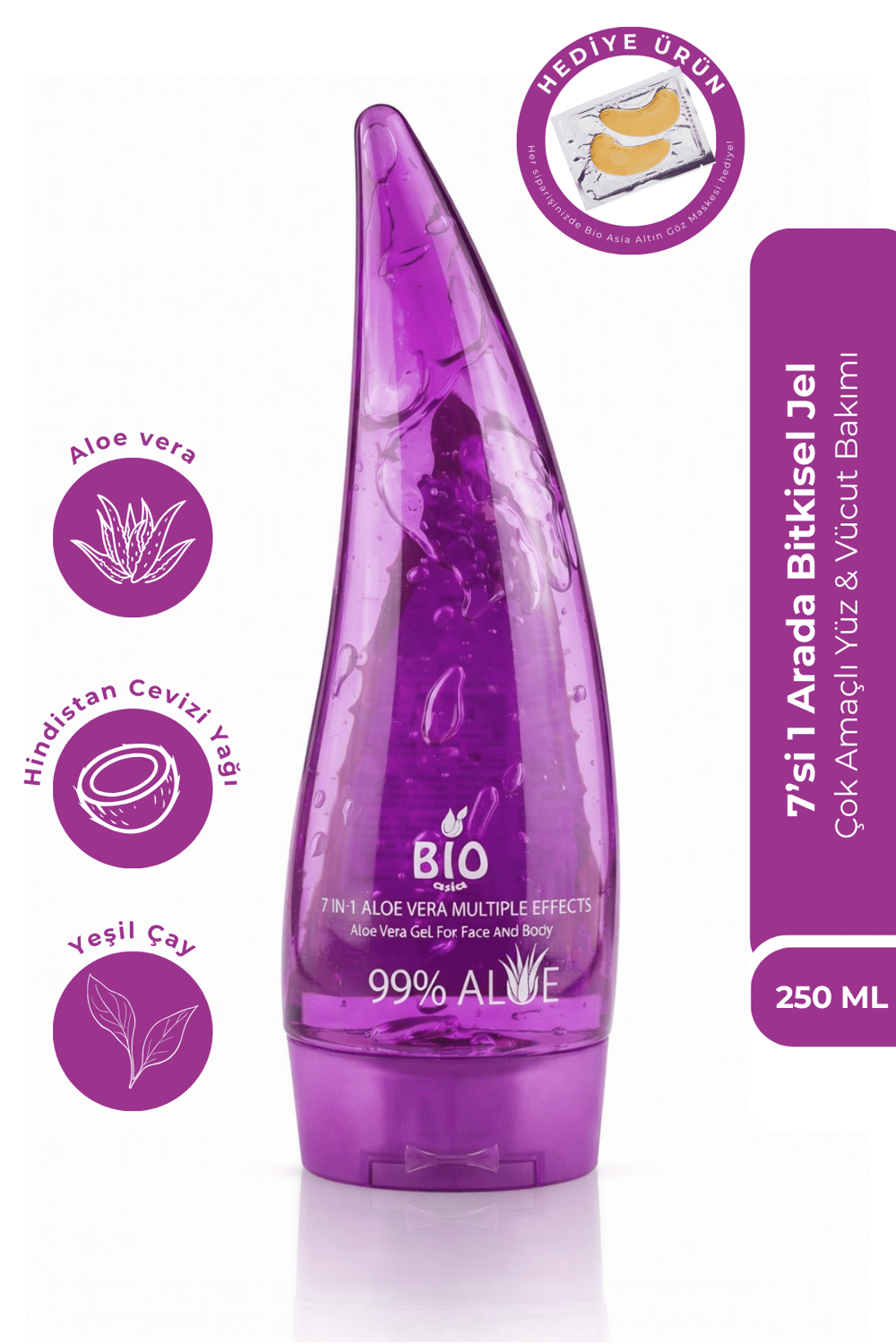 Bio Asia 7 Etkili Bitkisel Jel 250 ml – Aloe Vera & Yeşil Çay & Çay Ağacı Yağı