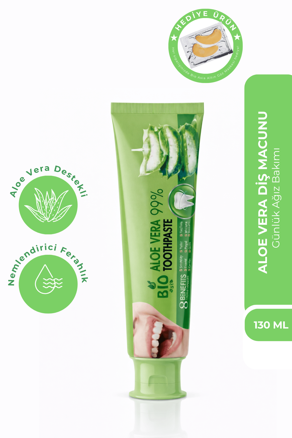 Bio Asia Aloe Vera Diş Macunu – Hassas Dişlere Uygun Yatıştırıcı & Doğal Temizlik 130 ml
