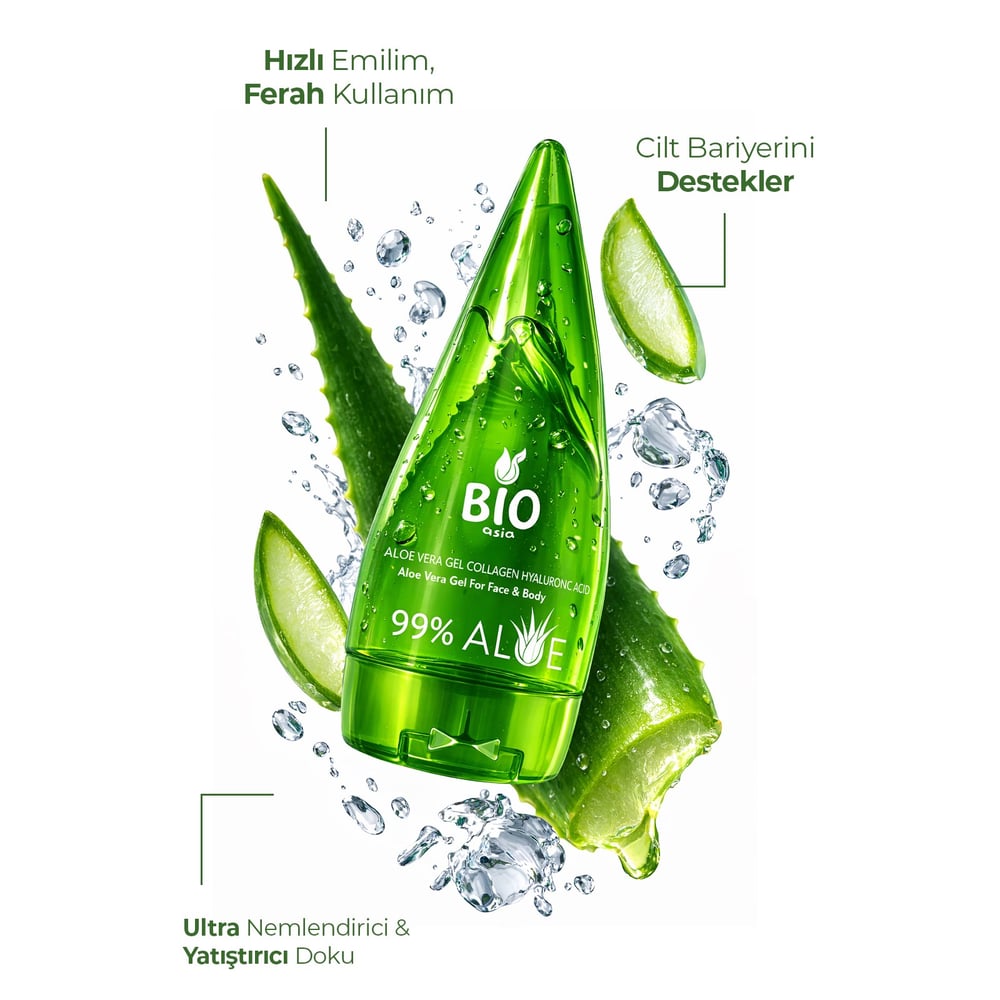 Bio Asia Aloe Vera Jel 120 ml – Cildi Yatıştırıcı, Nemlendirici & Onarıcı Jel Formül