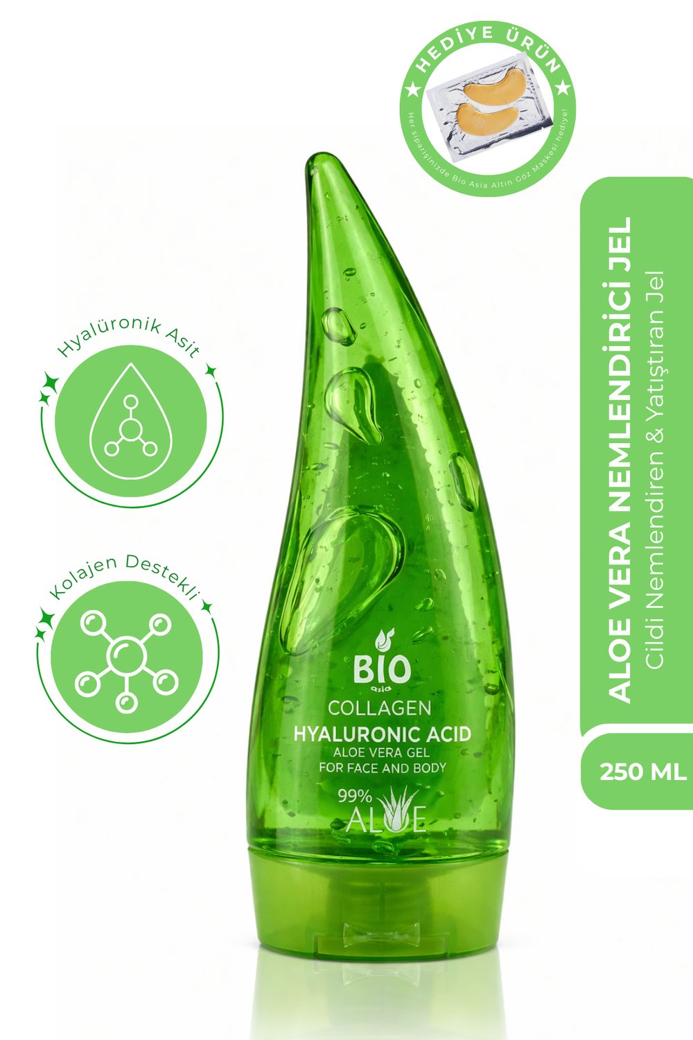 Bio Asia Aloe Vera Jel 250 ml – Cildi Yatıştırıcı, Nemlendirici & Onarıcı Jel Formül