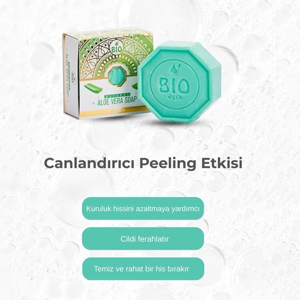 Bio Asia Aloe Vera Sabun – Nemlendirici, Yatıştırıcı ve Ferahlatıcı Doğal Bitkisel Sabun 150 gr