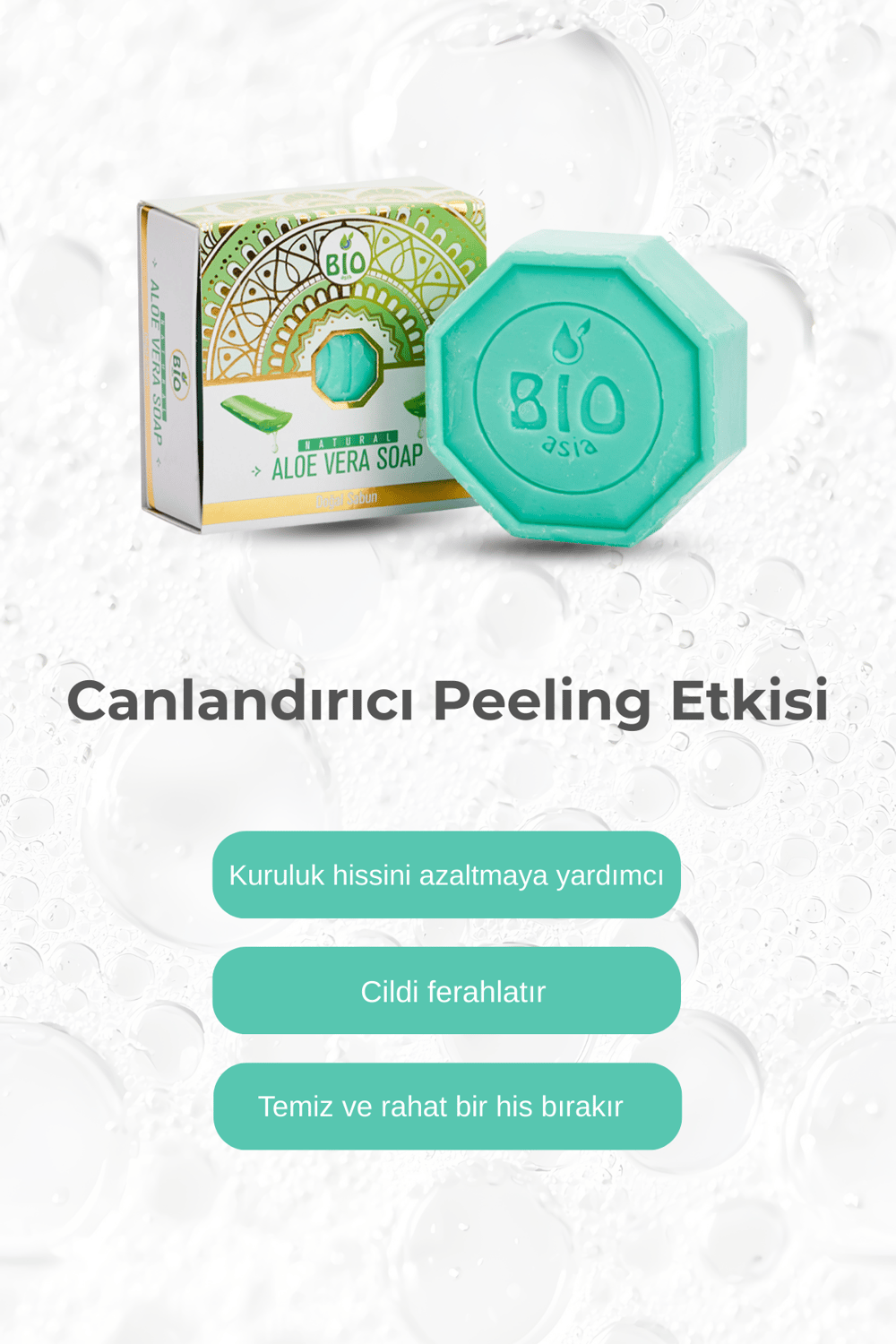 Bio Asia Aloe Vera Sabun – Nemlendirici, Yatıştırıcı ve Ferahlatıcı Doğal Bitkisel Sabun 150 gr
