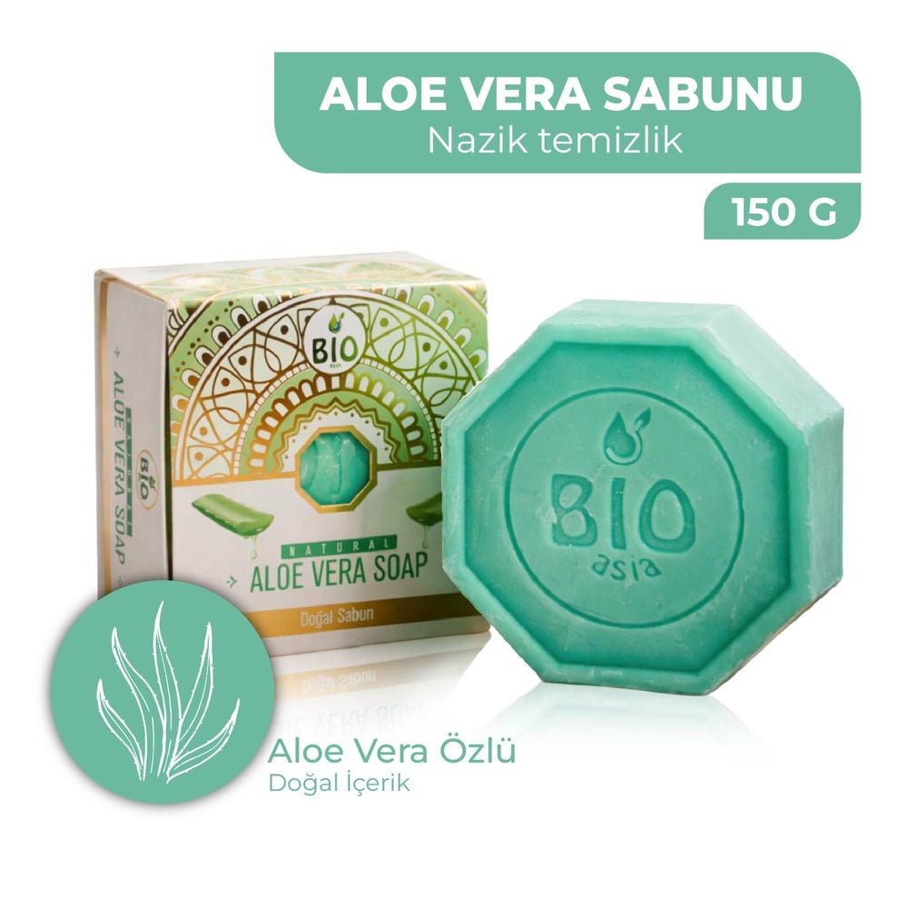 Bio Asia Aloe Vera Sabun – Nemlendirici, Yatıştırıcı ve Ferahlatıcı Doğal Bitkisel Sabun 150 gr