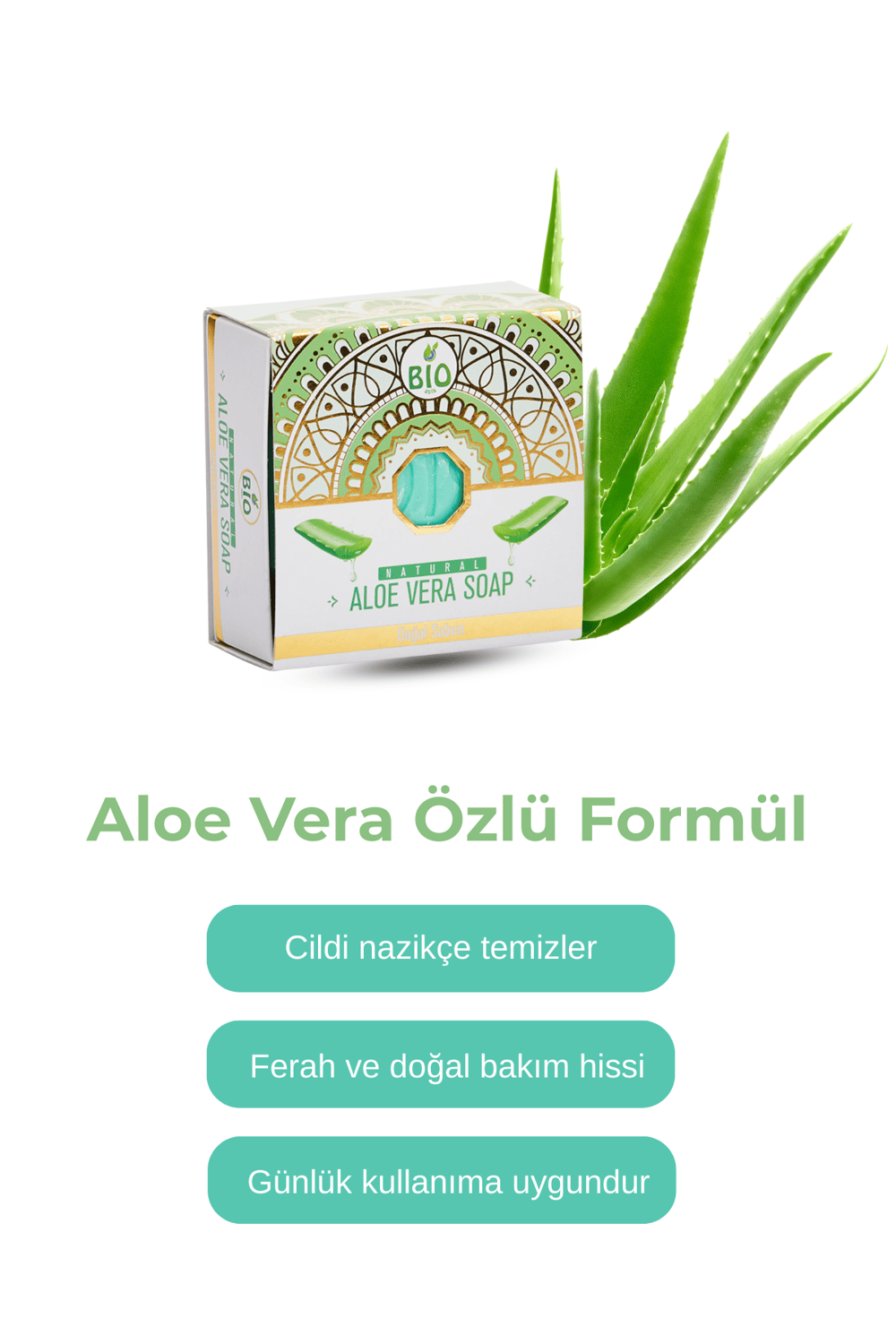 Bio Asia Aloe Vera Sabun – Nemlendirici, Yatıştırıcı ve Ferahlatıcı Doğal Bitkisel Sabun 150 gr