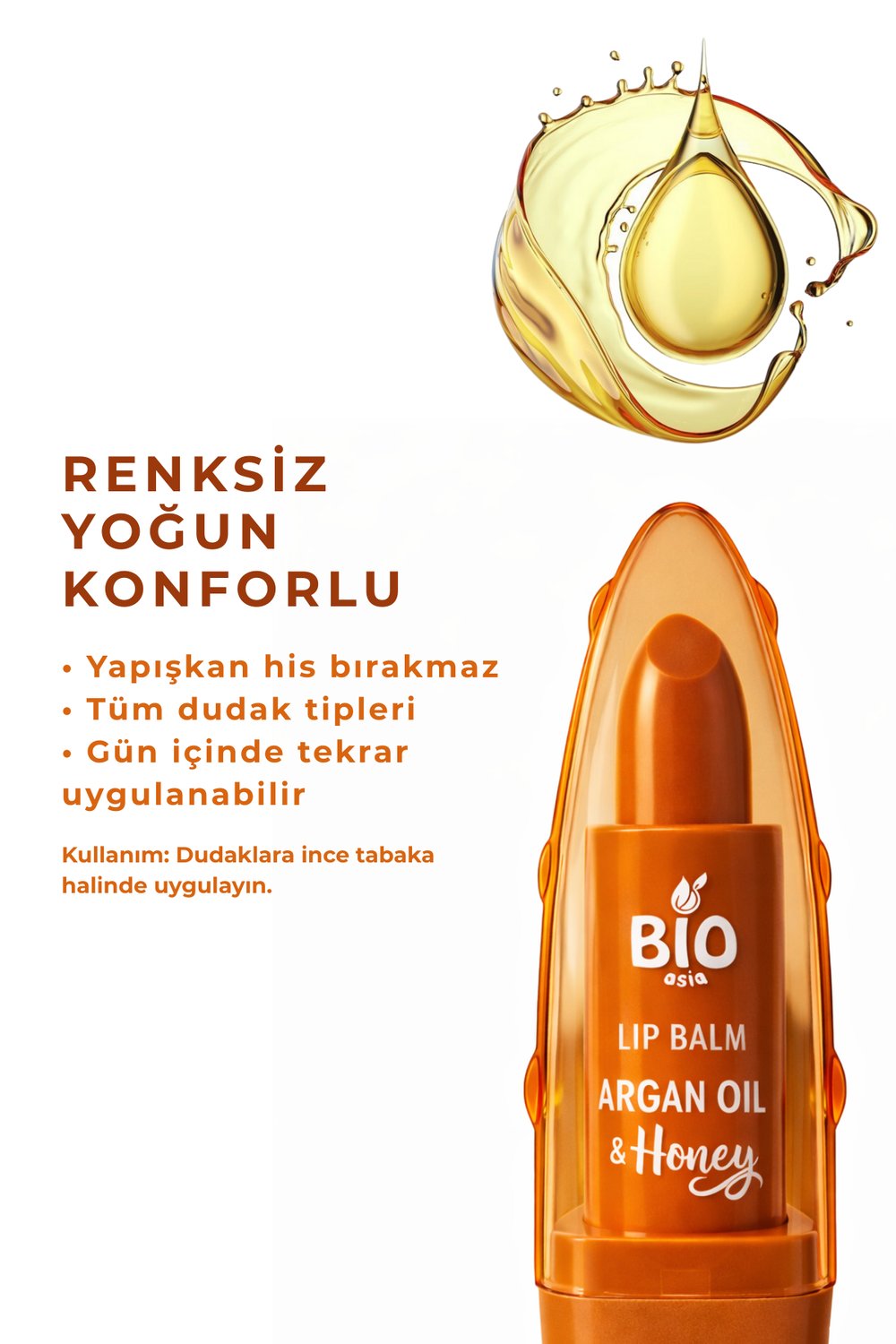 Bio Asia Argan Yağı & Bal Lip Balm – Yoğun Onarım Etkili Doğal Dudak Besleyicisi