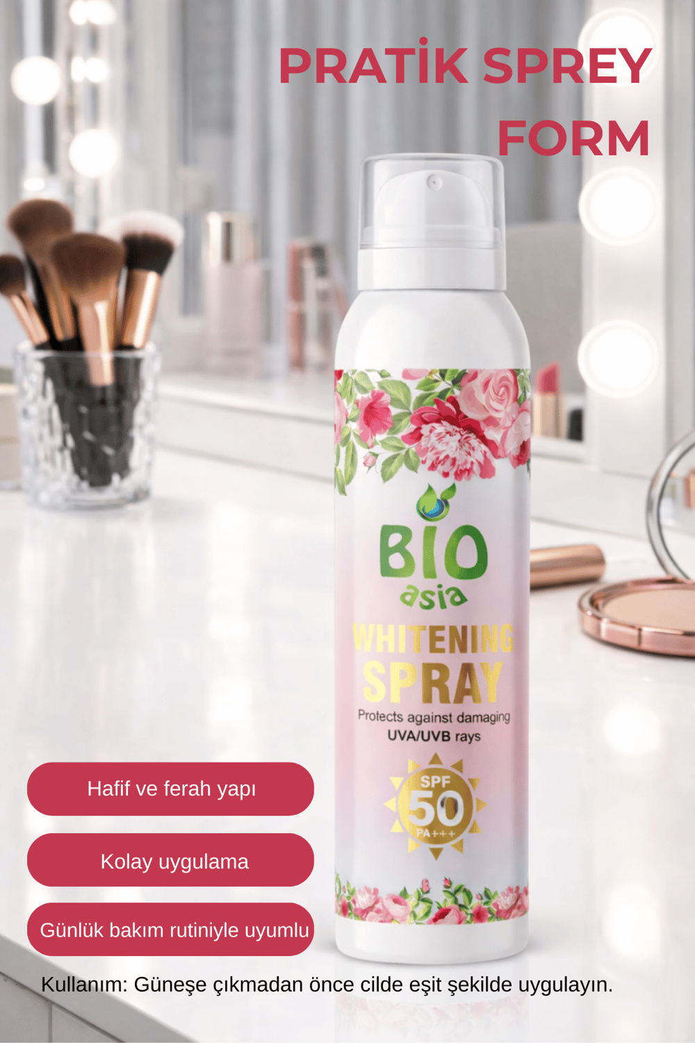 Bio Asia Beyazlatıcı Vücut Spreyi – Anında Beyazlık Veren & Cilt Tonu Eşitleyen Vücut Spreyi 200 ml