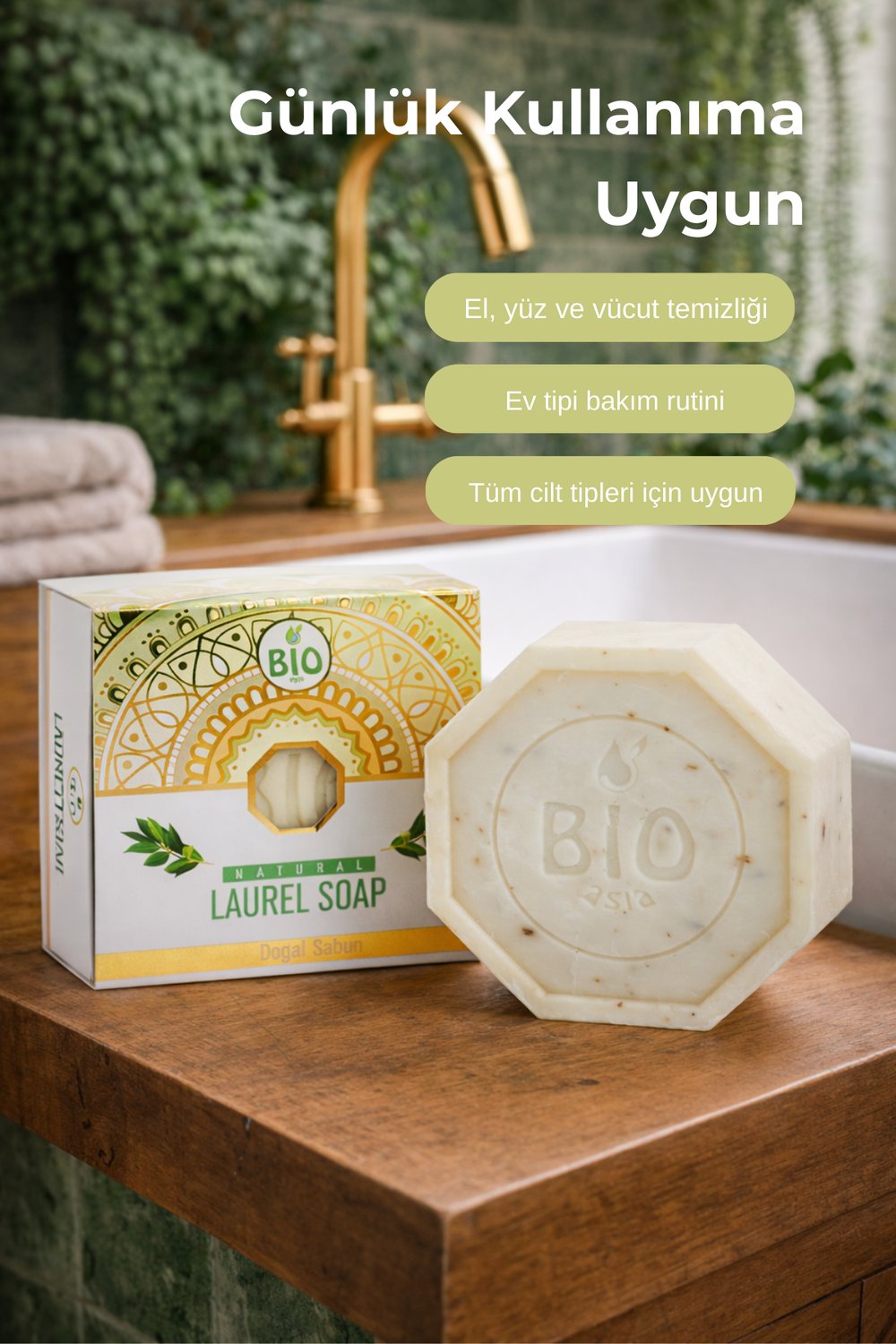 Bio Asia Defne Sabunu – Geleneksel Antibakteriyel & Arındırıcı Doğal Sabun 150 g