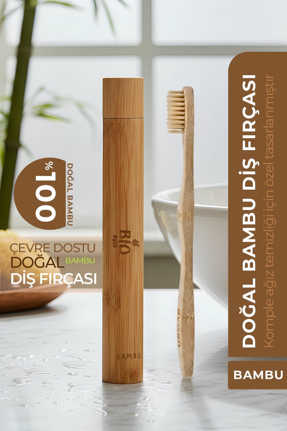 Bio Asia Doğal Bambu Diş Fırçası – Antibakteriyel, Ekolojik & Ahşap Kutulu Premium Model
