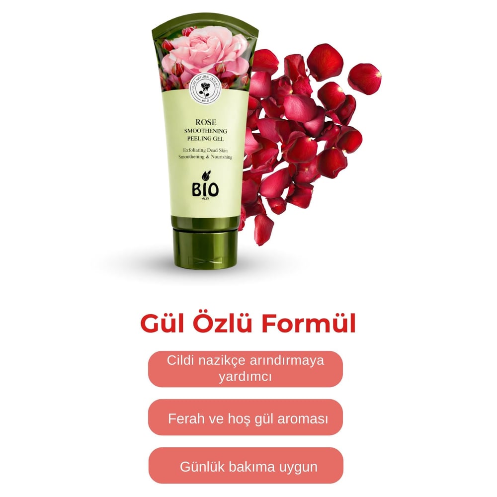 Bio Asia Gül Peeling Jel – Aydınlatıcı, Tazeleyici & Çiçek Özlü Cilt Temizliği 150 ml