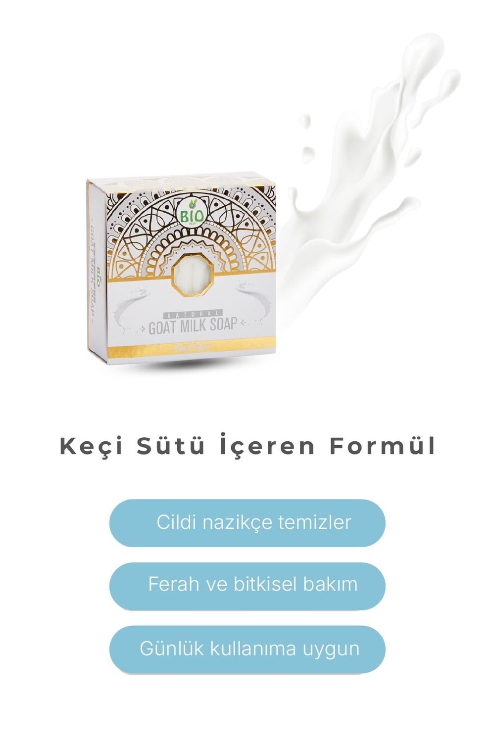 Bio Asia Keçi Sütü Sabunu – Cildi Besleyen, Yumuşatan & Nem Dengeleyen Doğal Sabun 150 gr
