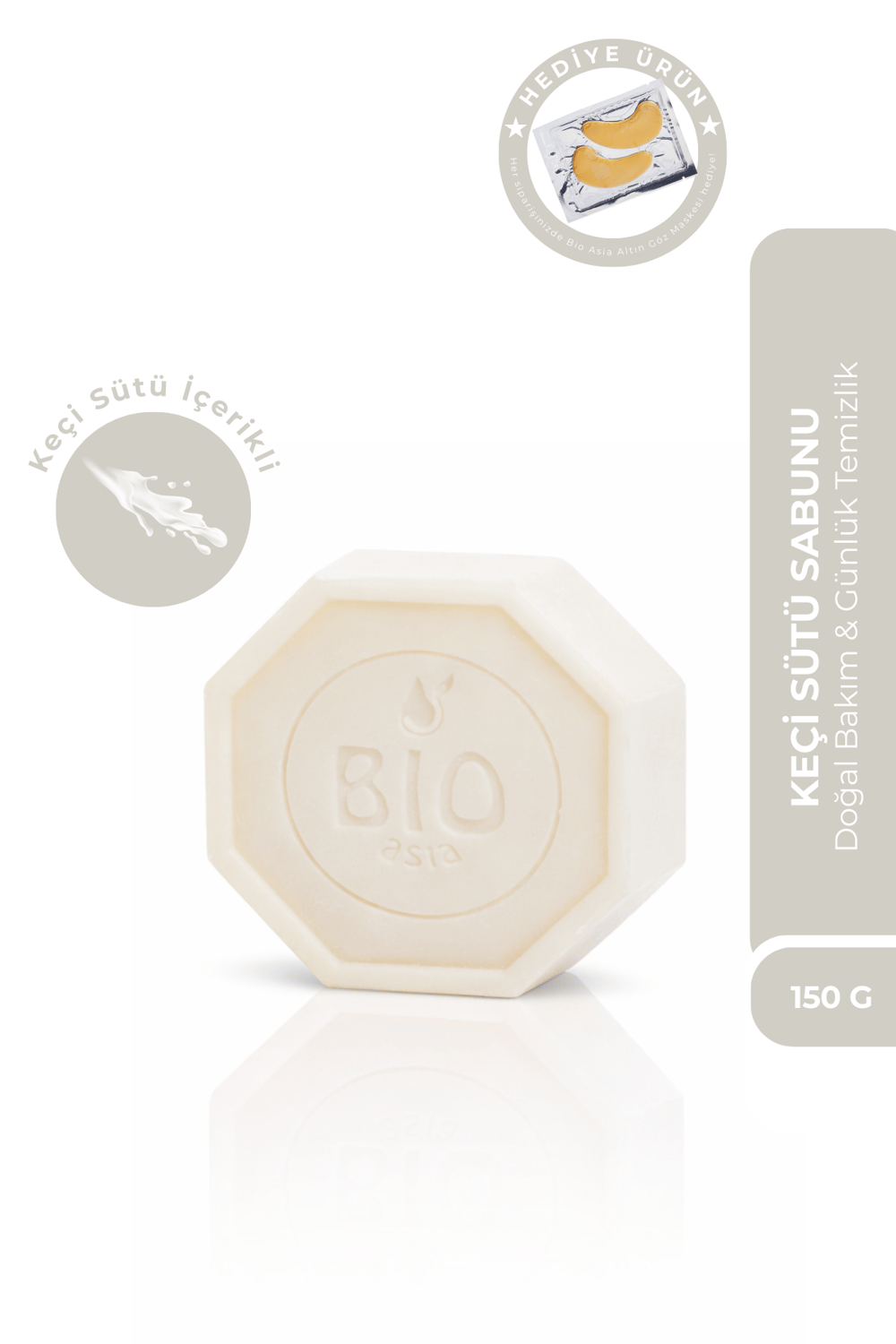 Bio Asia Keçi Sütü Sabunu – Cildi Besleyen, Yumuşatan & Nem Dengeleyen Doğal Sabun 150 gr