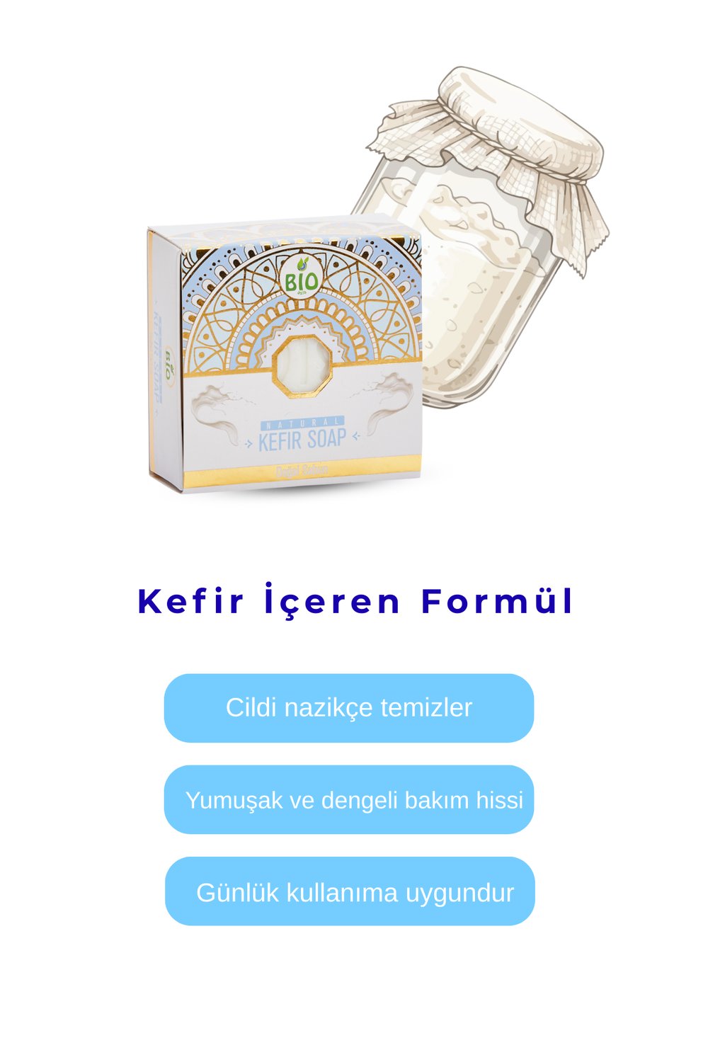 Bio Asia Kefir Sabunu – Cilt Bariyerini Güçlendiren Probiyotik Etkili Sabun 150 gr