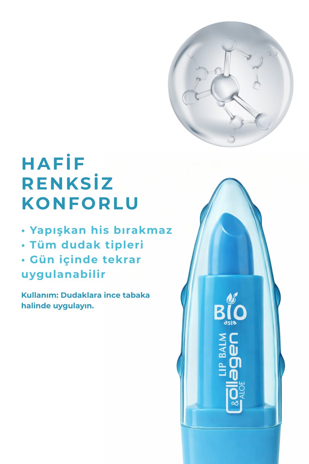 Bio Asia Kolajen & Aloe Vera Lip Balm – Dolgunlaştırıcı & Nem Canlandırıcı Dudak Bakımı
