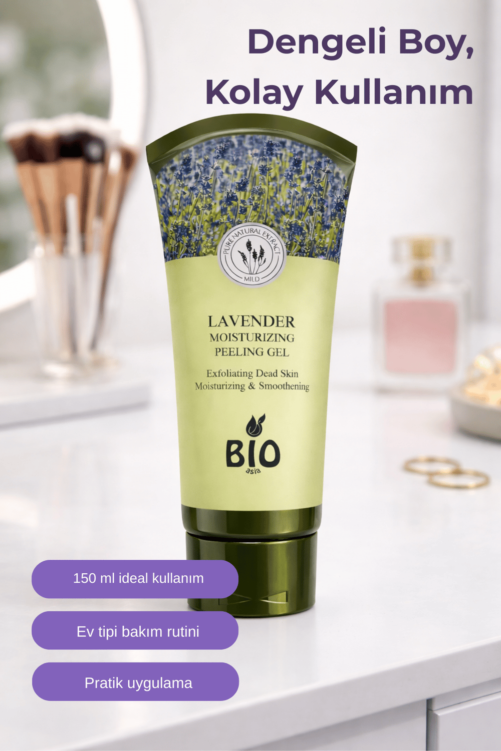 Bio Asia Lavanta Peeling Jel – Cildi Arındıran, Sakinleştirici & Rahatlatıcı Etki 150 ml