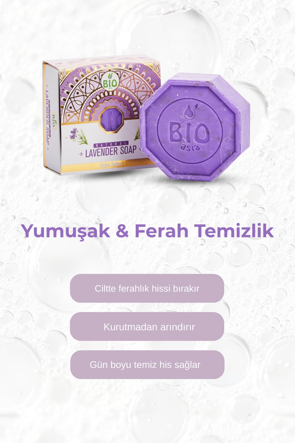 Bio Asia Lavanta Sabunu – Sakinleştirici, Rahatlatıcı Aromaterapi Etkili Sabun 150 gr