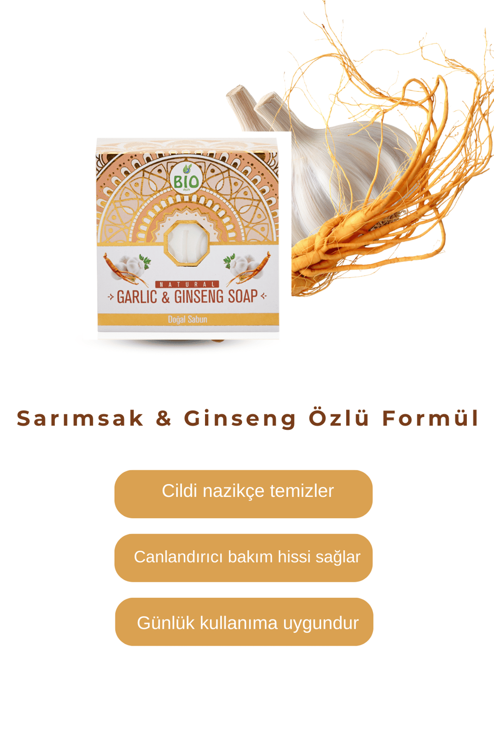 Bio Asia Sarımsak + Ginseng Sabunu – Saç Dökülmesi Karşıtı Güçlendirici Özlü Sabun 150 gr