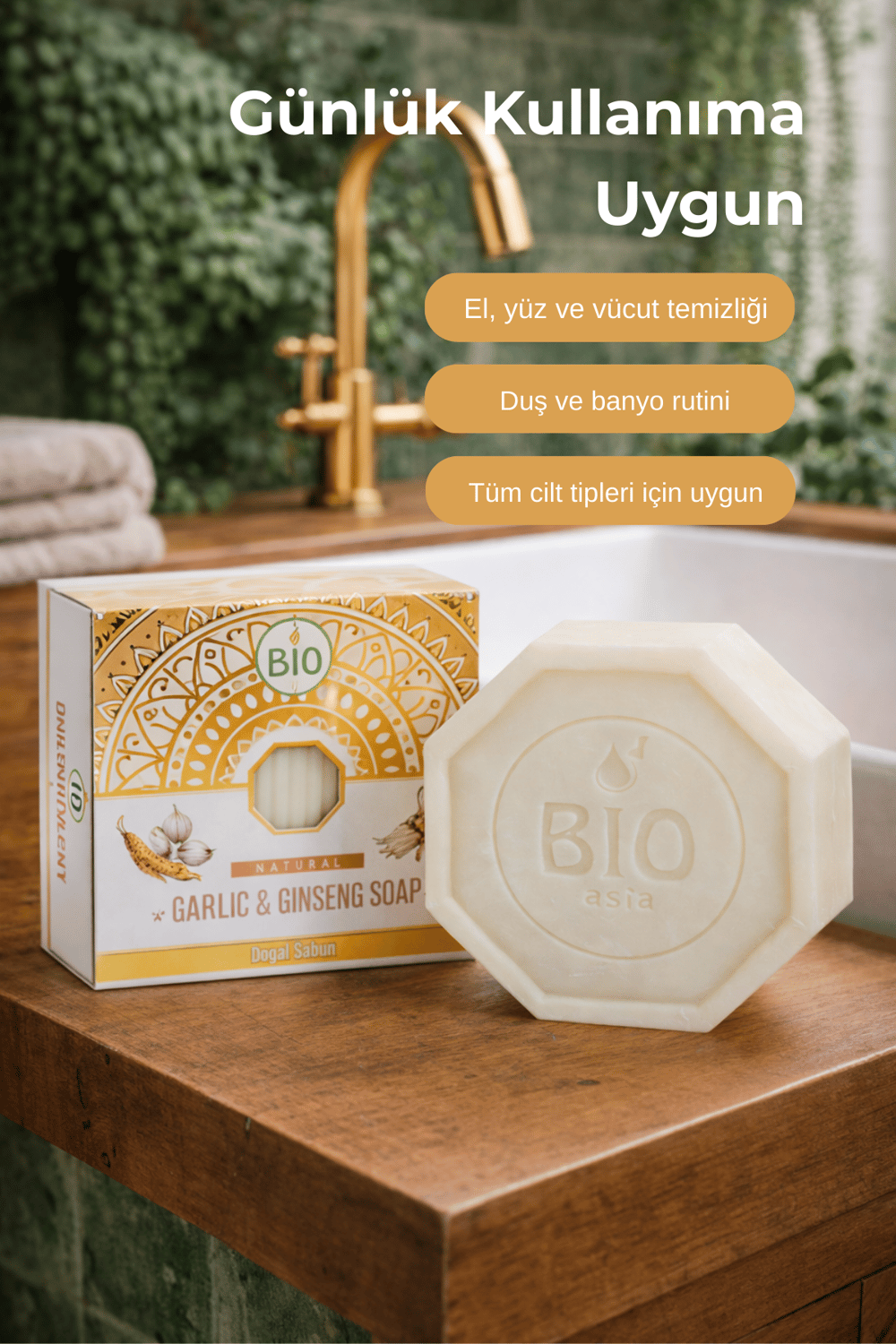 Bio Asia Sarımsak + Ginseng Sabunu – Saç Dökülmesi Karşıtı Güçlendirici Özlü Sabun 150 gr