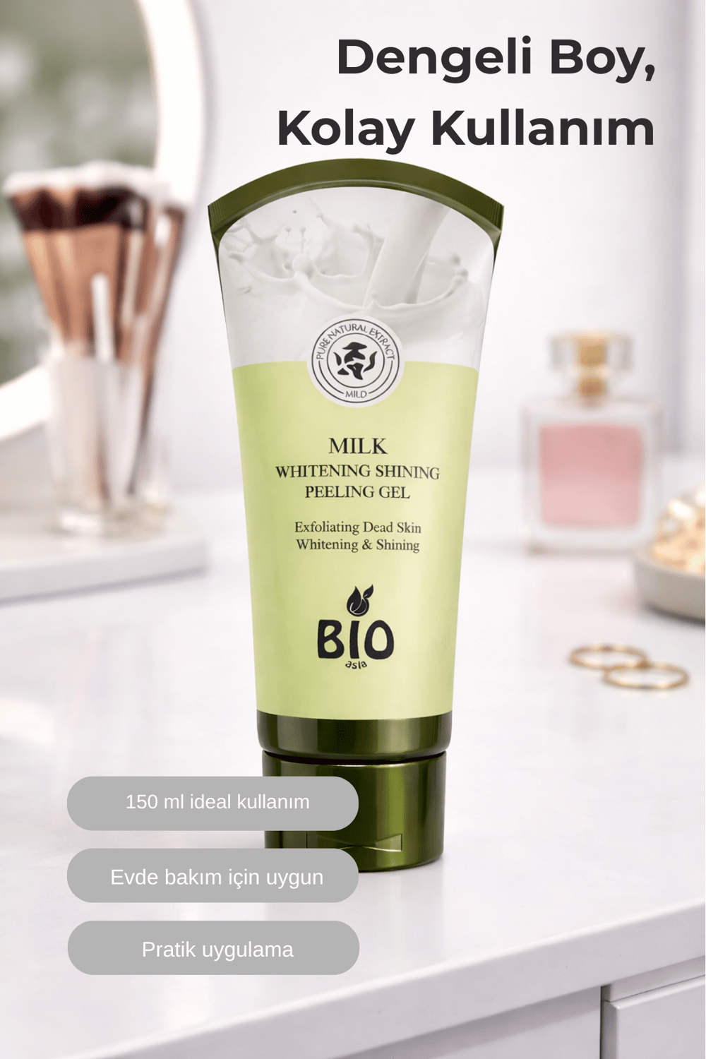 Bio Asia Süt Peeling Jel – Cildi Yumuşatan, Ölü Derileri Nazikçe Arındıran Süt Özlü Formül 150 ml