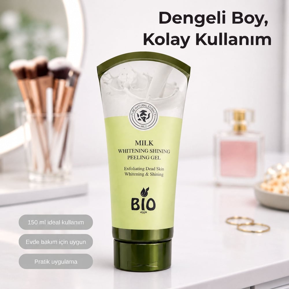 Bio Asia Süt Peeling Jel – Cildi Yumuşatan, Ölü Derileri Nazikçe Arındıran Süt Özlü Formül 150 ml