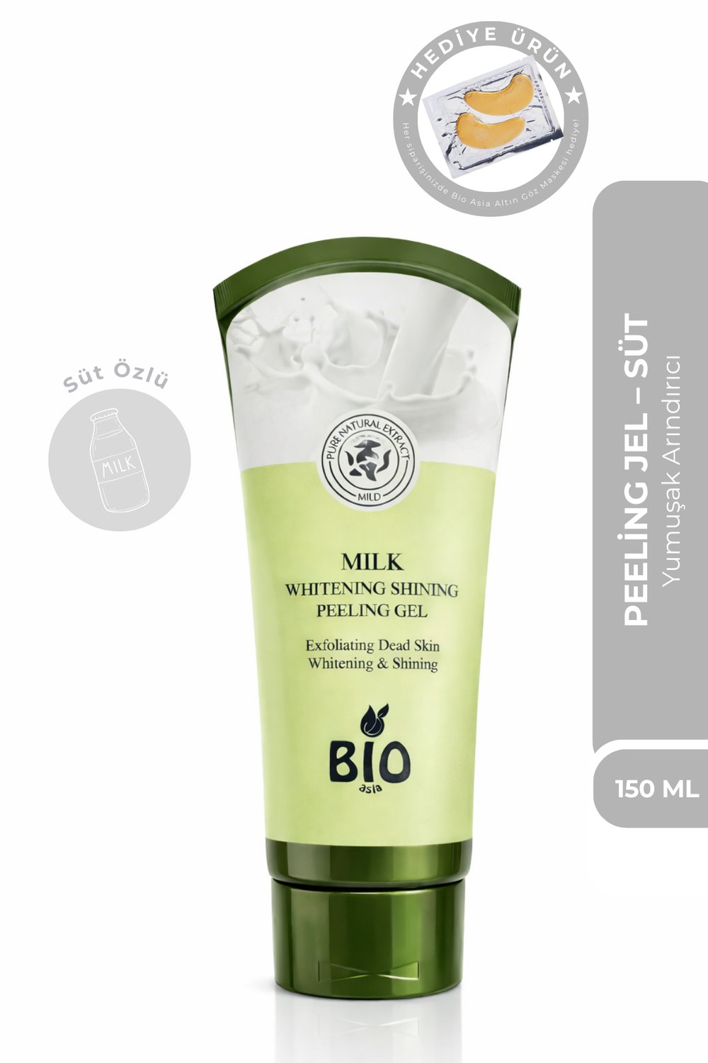 Bio Asia Süt Peeling Jel – Cildi Yumuşatan, Ölü Derileri Nazikçe Arındıran Süt Özlü Formül 150 ml