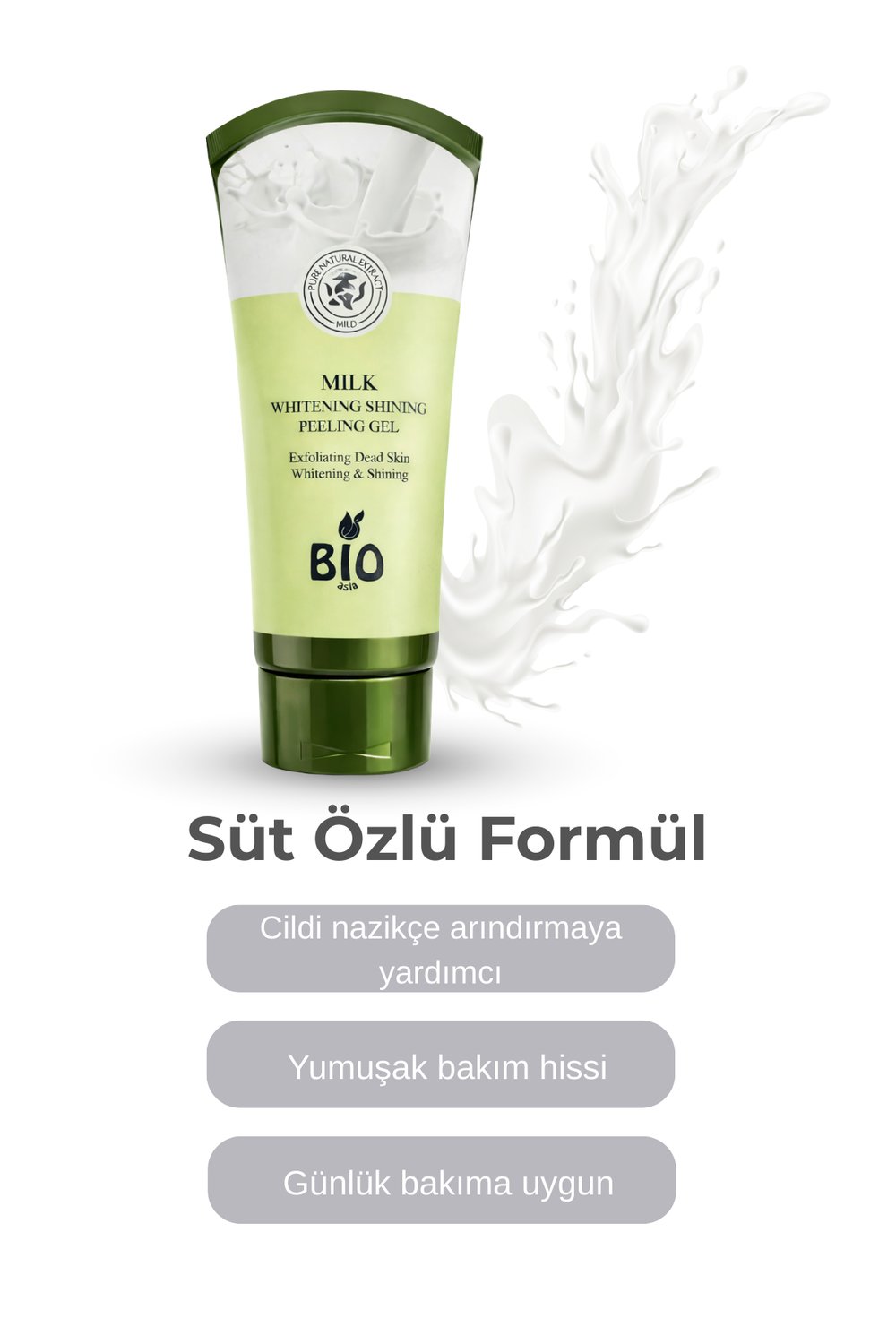Bio Asia Süt Peeling Jel – Cildi Yumuşatan, Ölü Derileri Nazikçe Arındıran Süt Özlü Formül 150 ml