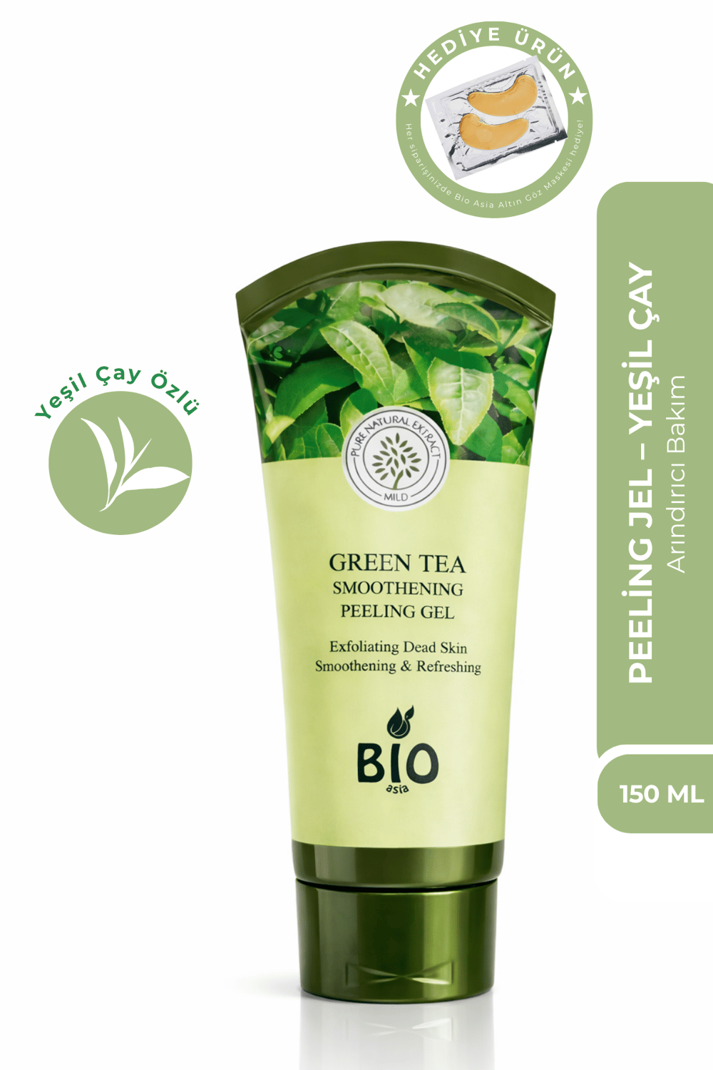 Bio Asia Yeşil Çay Peeling Jel – Yağ Dengesi Sağlayan, Gözenek Arındırıcı 150 ml