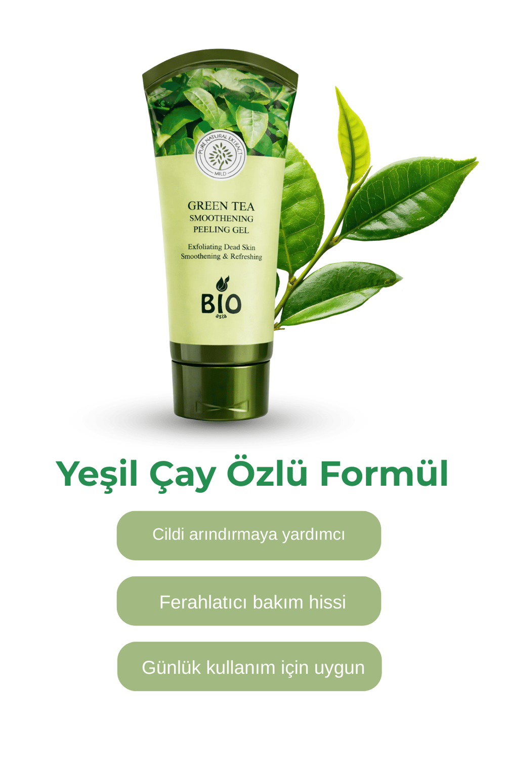 Bio Asia Yeşil Çay Peeling Jel – Yağ Dengesi Sağlayan, Gözenek Arındırıcı 150 ml