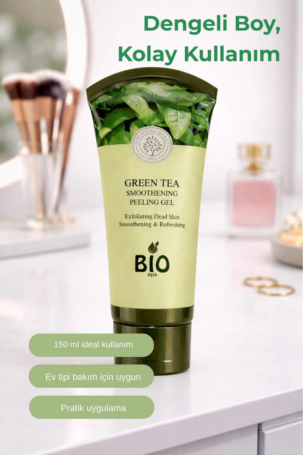 Bio Asia Yeşil Çay Peeling Jel – Yağ Dengesi Sağlayan, Gözenek Arındırıcı 150 ml
