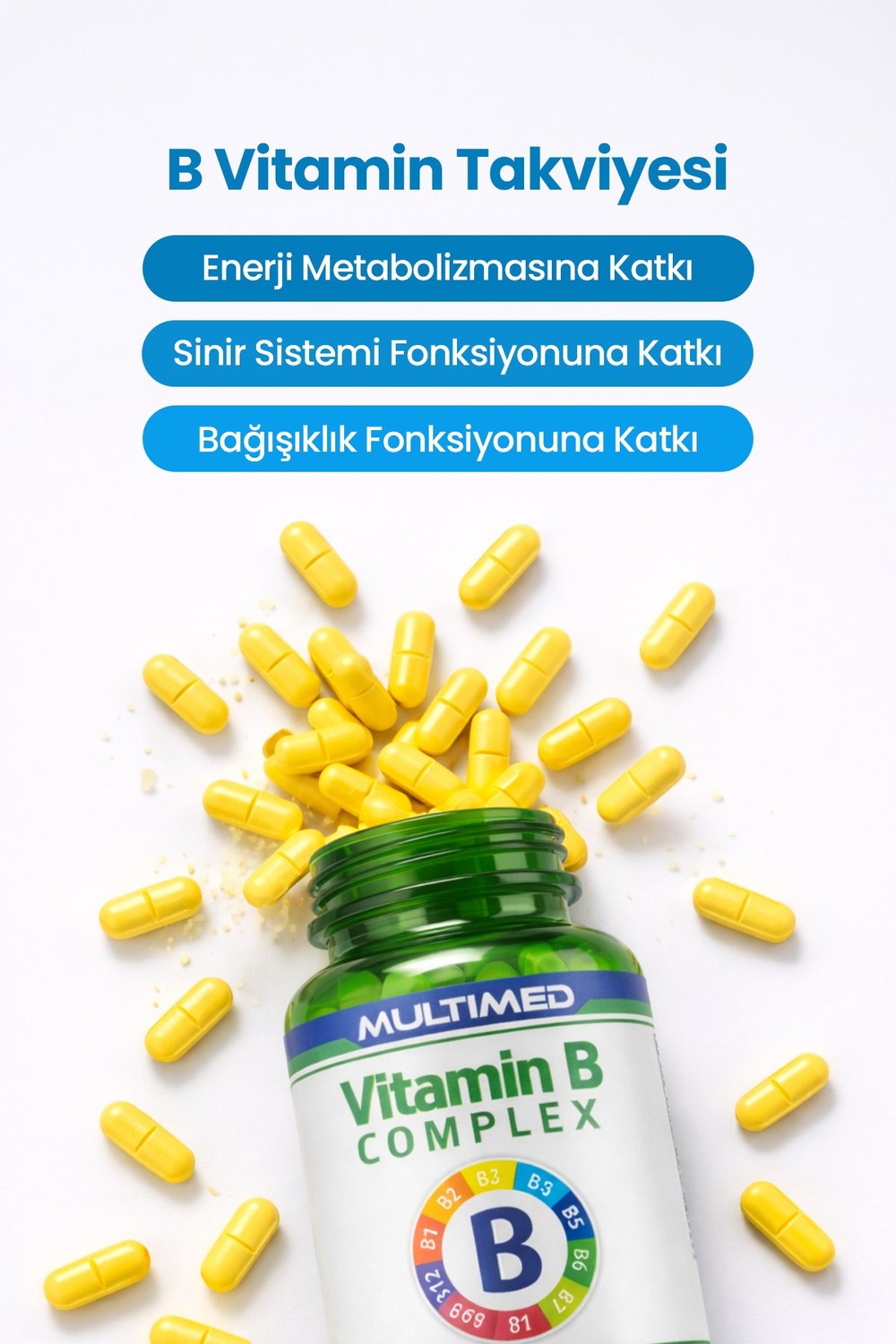 Multimed B Vitamini Kompleksi – Enerji Artırıcı & Sinir Sistemi Destek – 120 Tablet