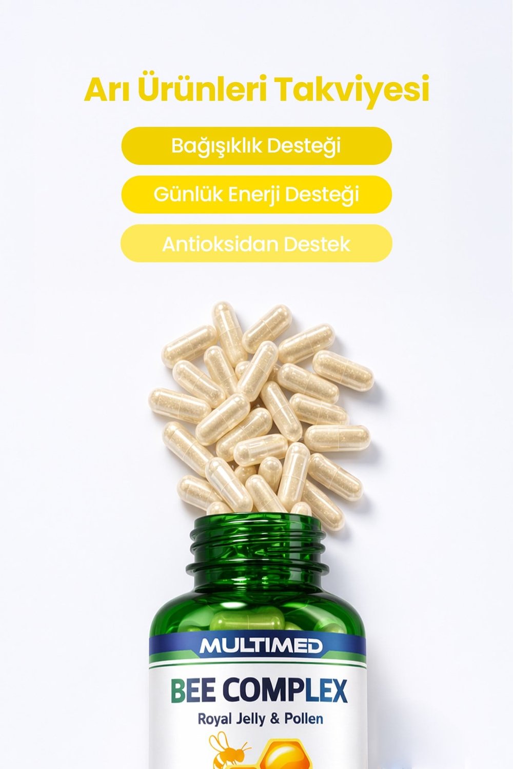 Multimed Bee Complex – Arı Sütü & Polen & Propolis ile Güçlü Bağışıklık Desteği – 120 Kapsül