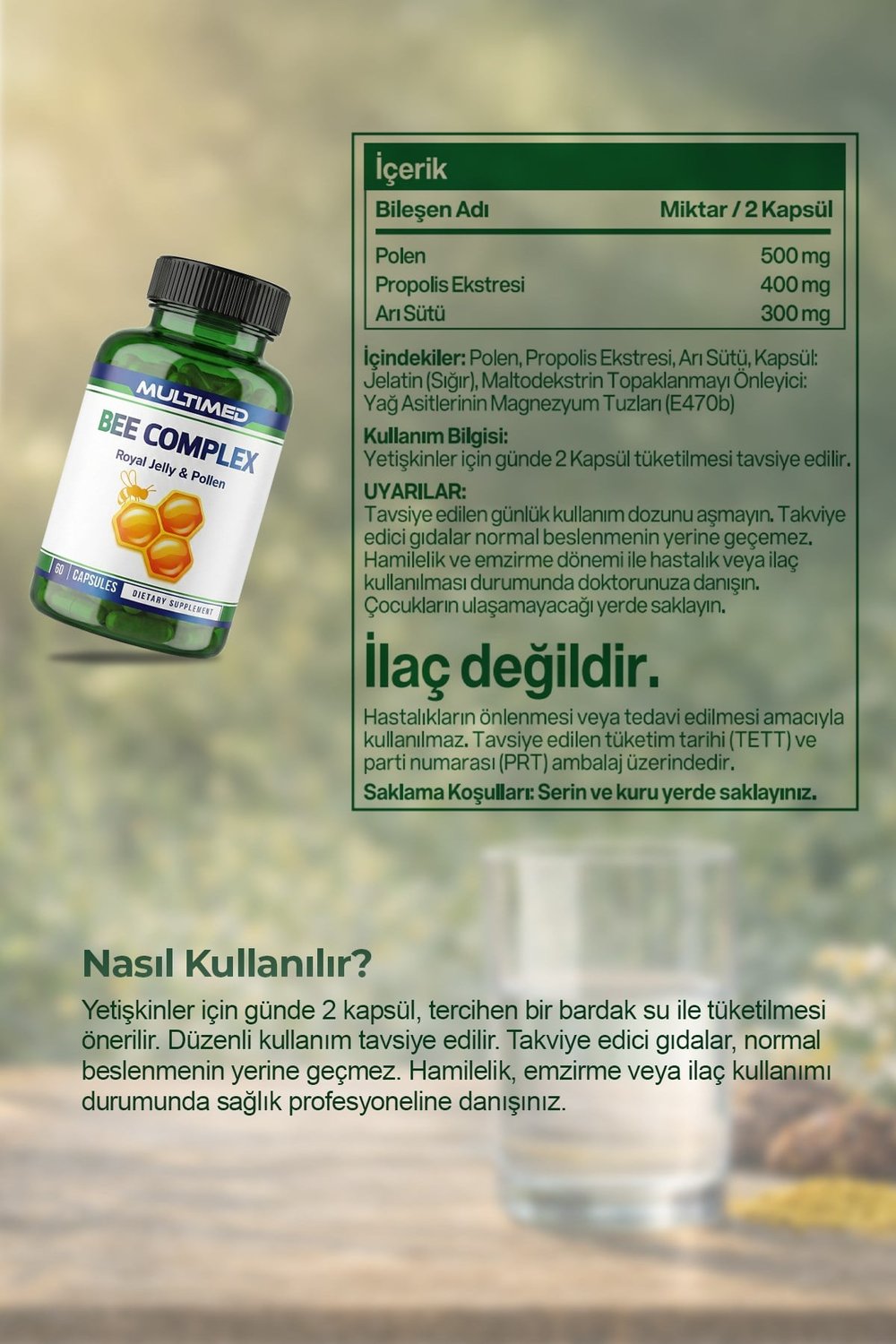 Multimed Bee Complex – Enerji ve Direnç Artırıcı Arı Ürünleri Formülü – 60 Kapsül